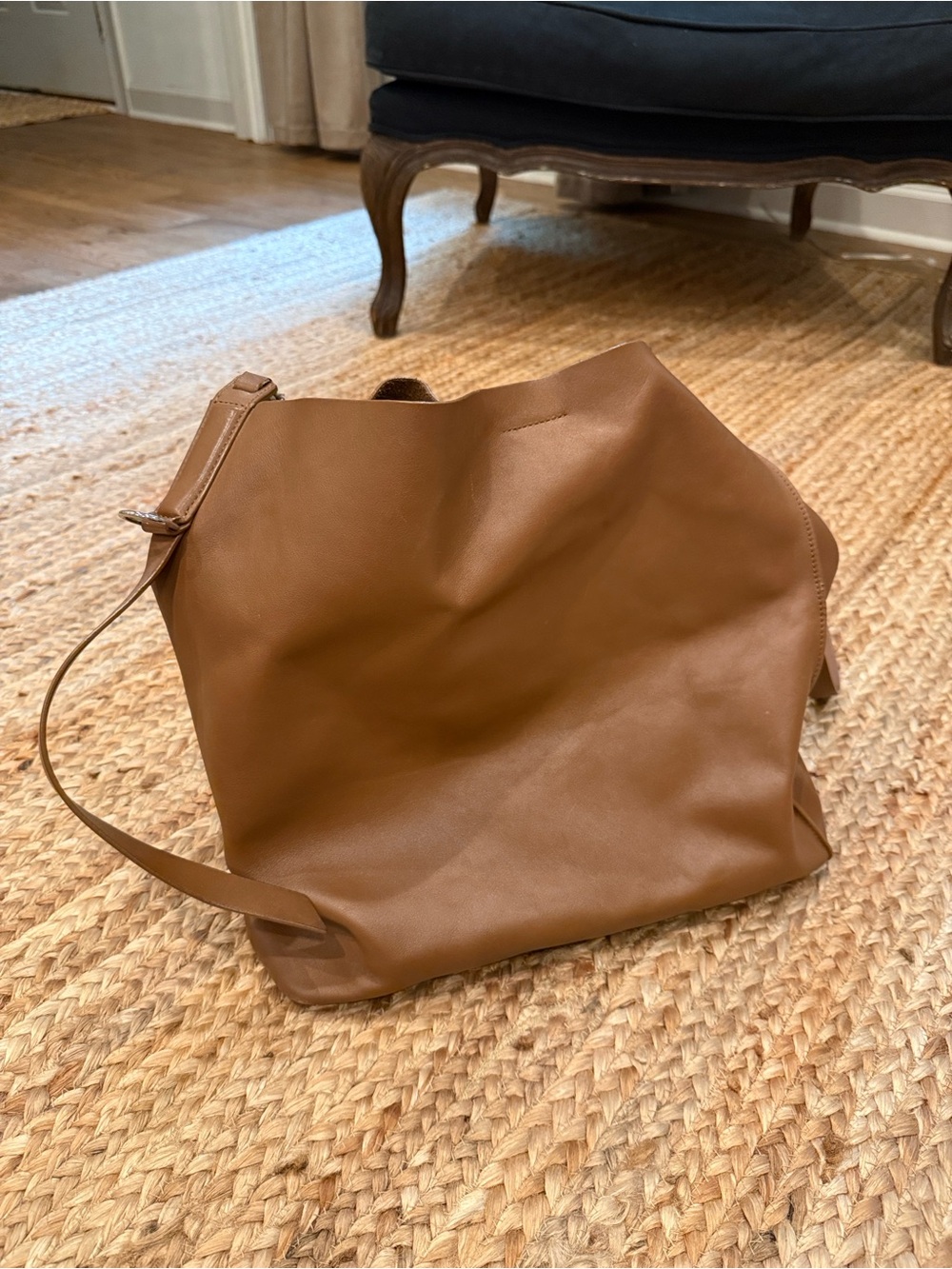 All Saints Brown Leather Shoulder Tote Bag